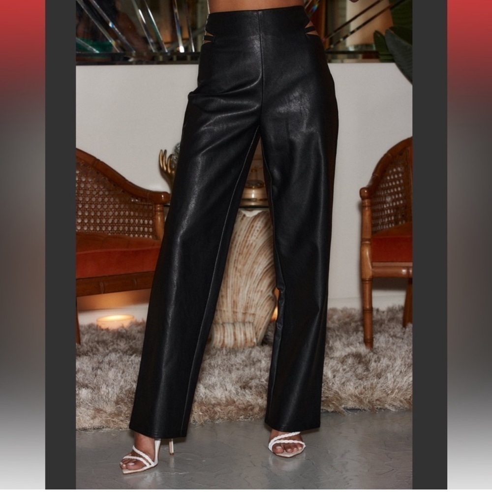 Shop 12th The Tribe Vegan Leather Cutout Pants